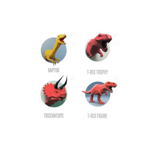 Papercraft dinosaur pack in origami 3D