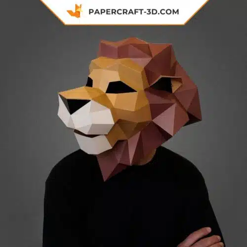 Papercraft lion mask in origami
