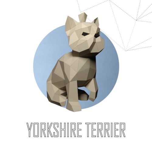 Papercraft Yorkshire Terrier puppy in 3D origami