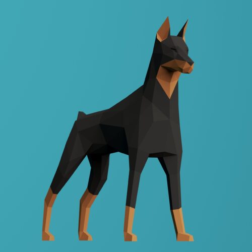 Papercraft doberman in origami
