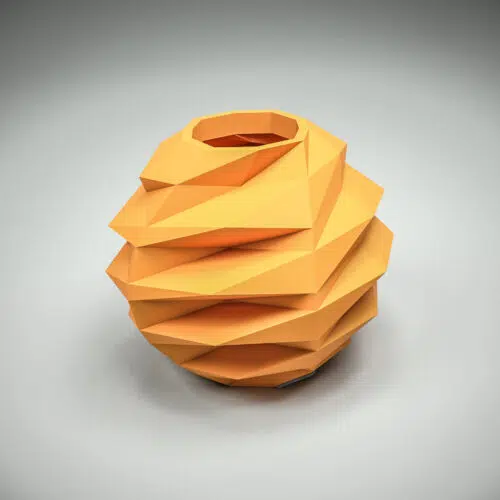Papercraft round vase in 3D origami
