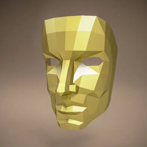 Papercraft of male mask in 3D origami