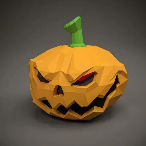 Papercraft pumpkin for Halloween in 3D origami