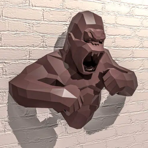 Papercraft torso of Kong in 3D origami