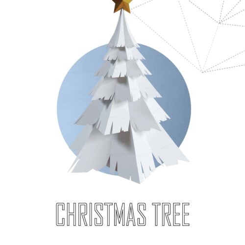 Papercraft de sapin de Noël enneigé en origami 3D