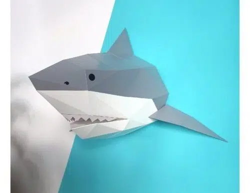 Papercraft of shark in 3D origami