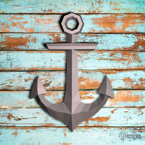 Papercraft boat anchor in 3D origami