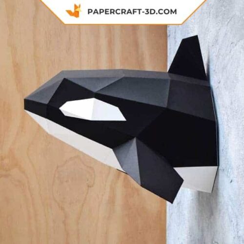 Papercraft orca head in 3D origami