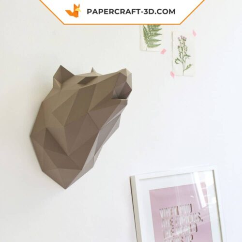 Papercraft wolf in 3D origami