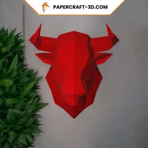 Papercraft de tête de taureau en origami 3D
