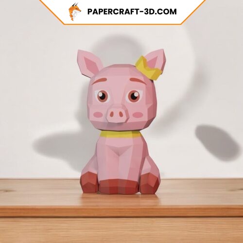 Papercraft de cochon avec nœud en origami 3D