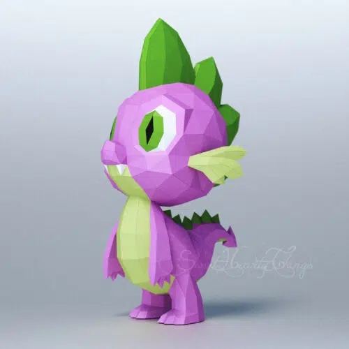 Papercraft Baby Spike in 3D origami paper