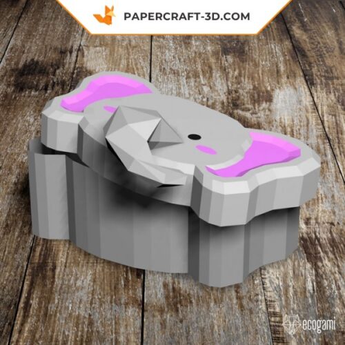 Papercraft elephant box in origami 3D