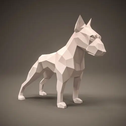 Papercraft of Bull Terrier in 3D origami