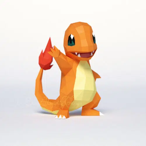 Papercraft of Charmander Pokémon in origami