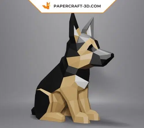 Papercraft of German Shepherd in origami