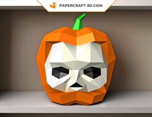 Papercraft pumpkin skull in 3D origami