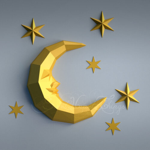 Papercraft crescent moon in origami