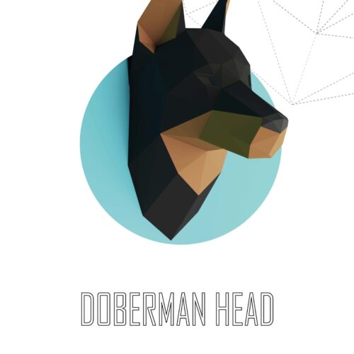 Papercraft tête de doberman murale en origami 3D