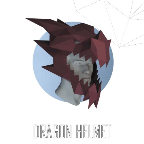 Papercraft dragon mask in 3D origami