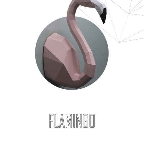 Papercraft flamingo wall in 3D origami