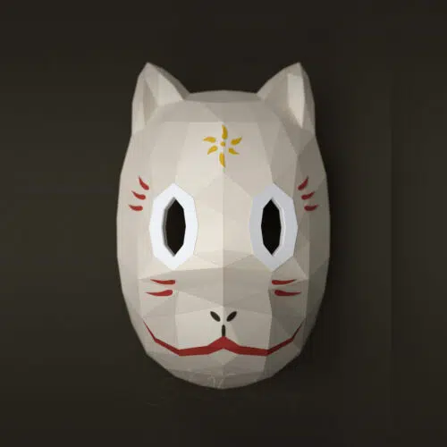 Papercraft Gin mask in 3D origami