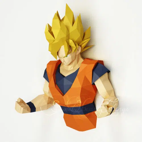 Papercraft de Goku sculpture murale en origami 3D