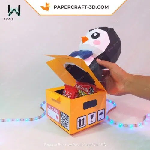 Papercraft penguin box in origami