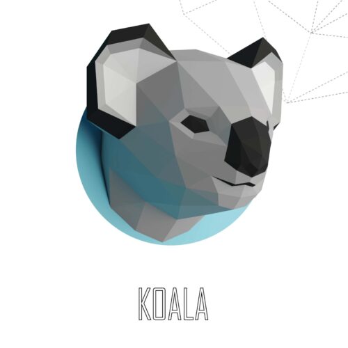 Papercraft de tête de koala murale en origami 3D