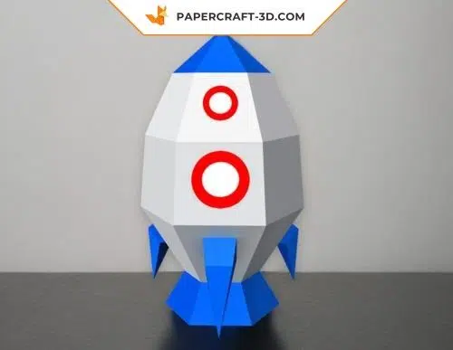 Papercraft free rocket lamp in 3D origami