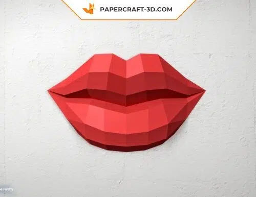 Papercraft free 3D origami lips