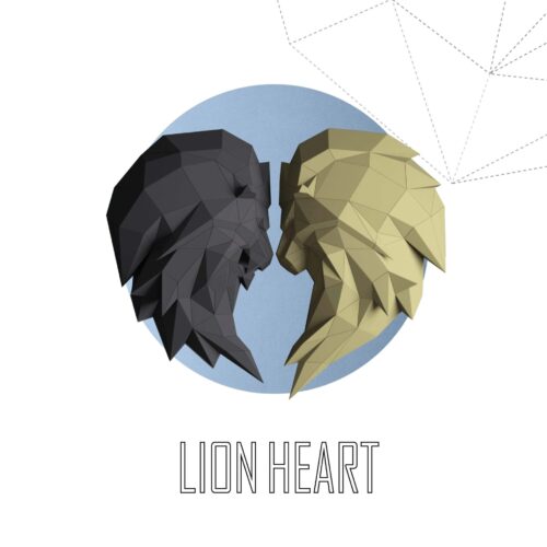 Papercraft lion head in 3D origami