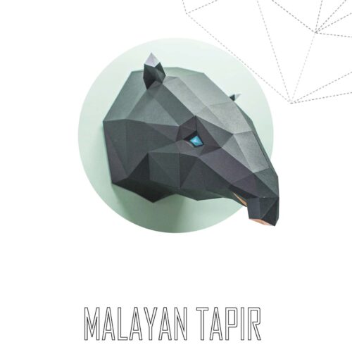 Papercraft malayan tapir head in origami