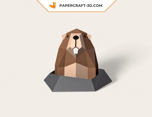 Papercraft free marmot in 3D origami
