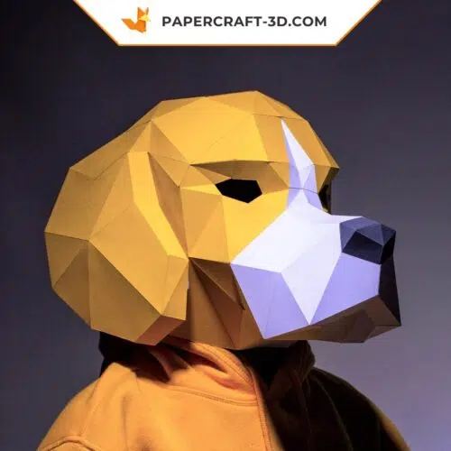 Papercraft Beagle dog mask in 3D origami