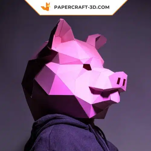 Papercraft pig mask in origami