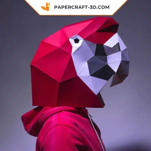 Papercraft parrot mask in 3D origami
