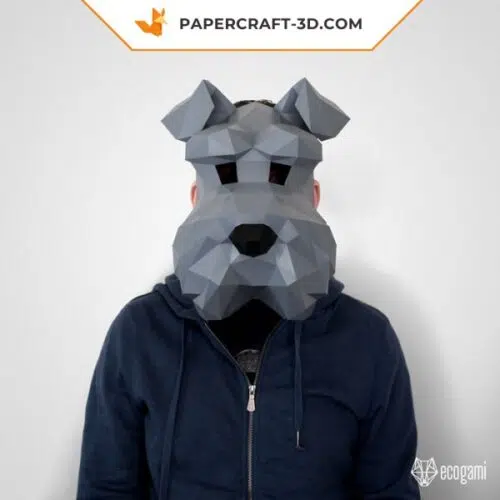 Papercraft schnauzer mask in origami 3D