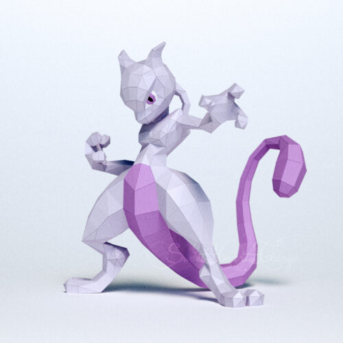 Papercraft of Mewtwo in 3D origami
