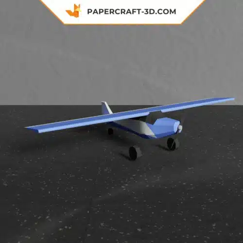 Papercraft classic landing gear airplane in 3D origami