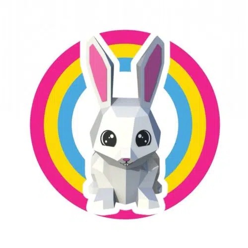 Papercraft cute rabbit for kids in origami 3D