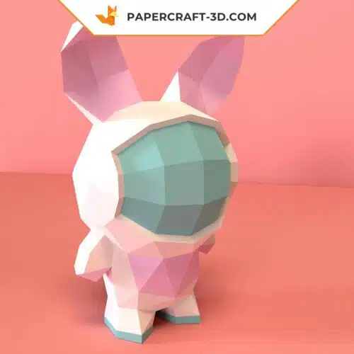 Papercraft rabbid astronaut in 3D origami