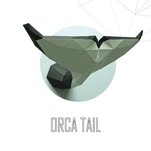 Papercraft orca tail in 3D origami