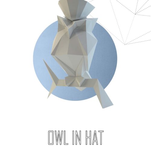 Papercraft de hibou avec un chapeau en origami 3D