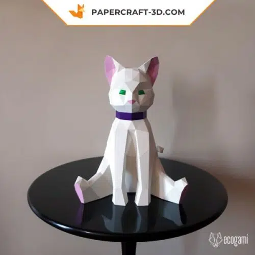 Papercraft kitten in 3D origami