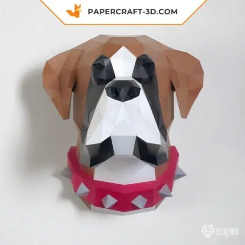 Papercraft of boxer dog in origami