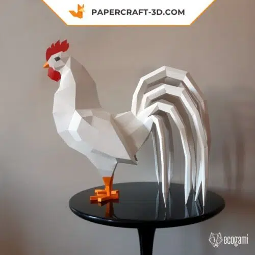 Papercraft of rooster in origami