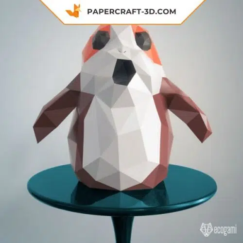 Papercraft porg from Star Wars in origami