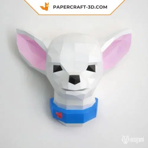 Papercraft chihuahua head wall origami