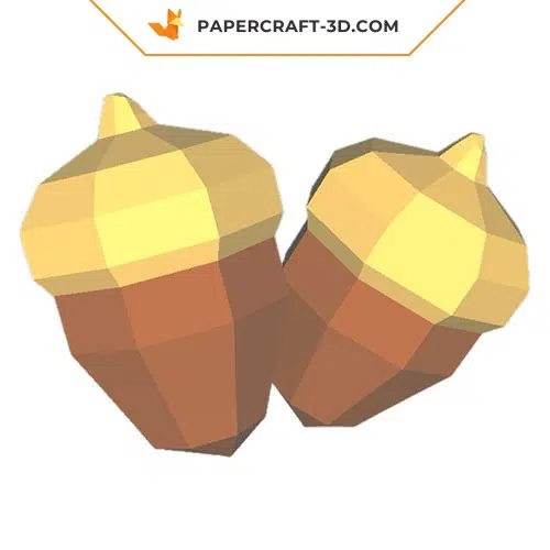 Papercraft free acorns in 3D origami